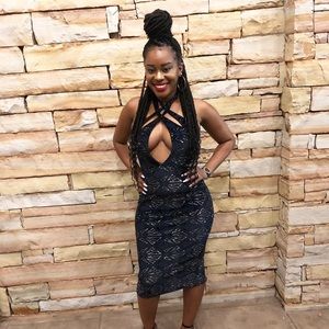 Blue glitter fashion nova dress